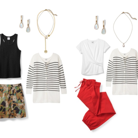 Cabi Turnabout Cardigan White and Black Striped Size XSmall Oversized/Reversible - Picture 5 of 14